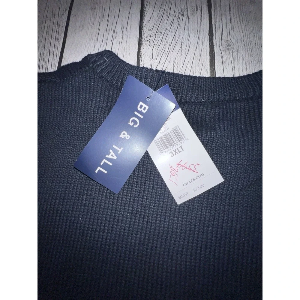 Chaps Sweater Men 3XLT Blue Big & Tall Cotton Crew Neck Pullover NWT